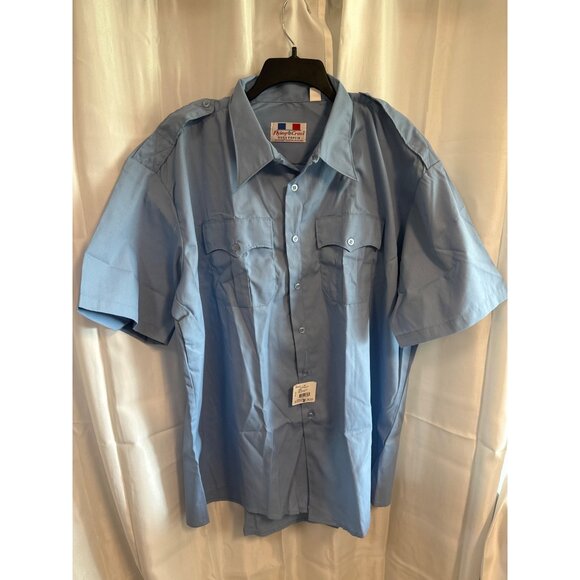 Flying Cross Mens 3XL Short Sleeve Duro Poplin Shirt Blue Polyester/Cotton - Picture 1 of 7